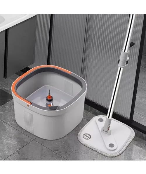 MAPPLE CREATION Plastic Mop and Bucket with Wringer Set, Spin Self Clean
