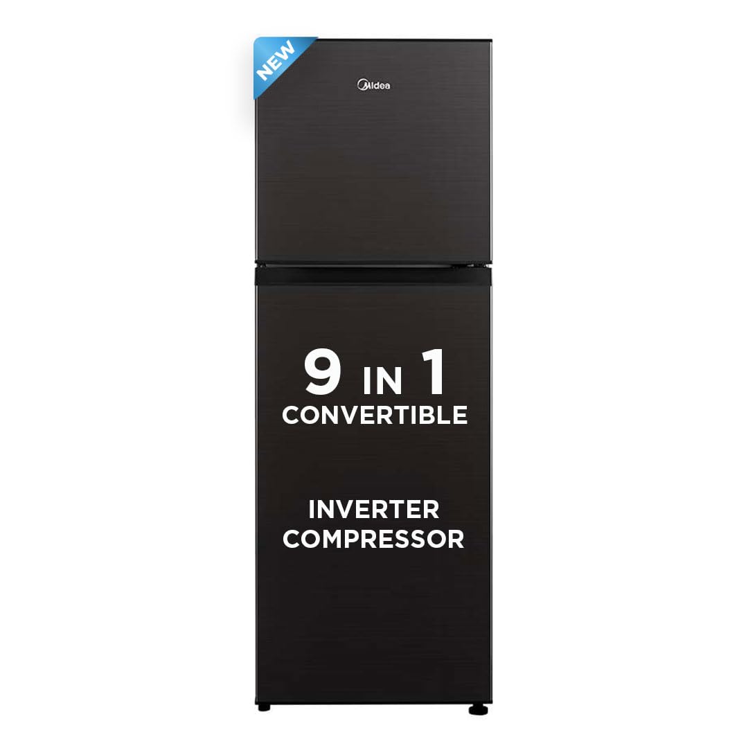 Midea 233 L, 3 Star, Frost Free Convertible 9 in Samsung 236 L 3 Star Convertible Digital Inverter Frost-Free Double Door Refrigerator (Black Matt
