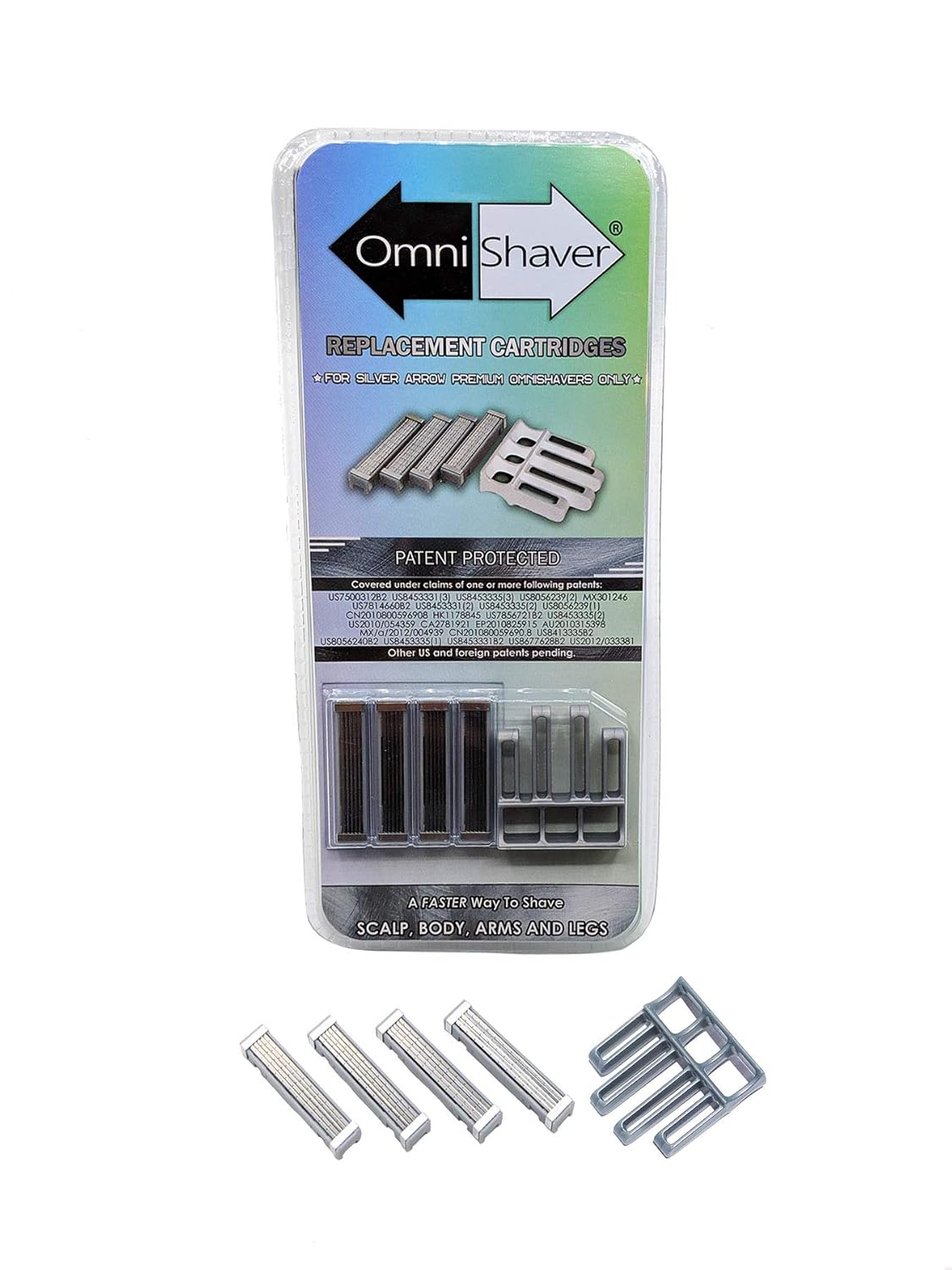 Premium Omnishaver Replacement Cartridge Refill Kit with One Blade Removal Self Clean
