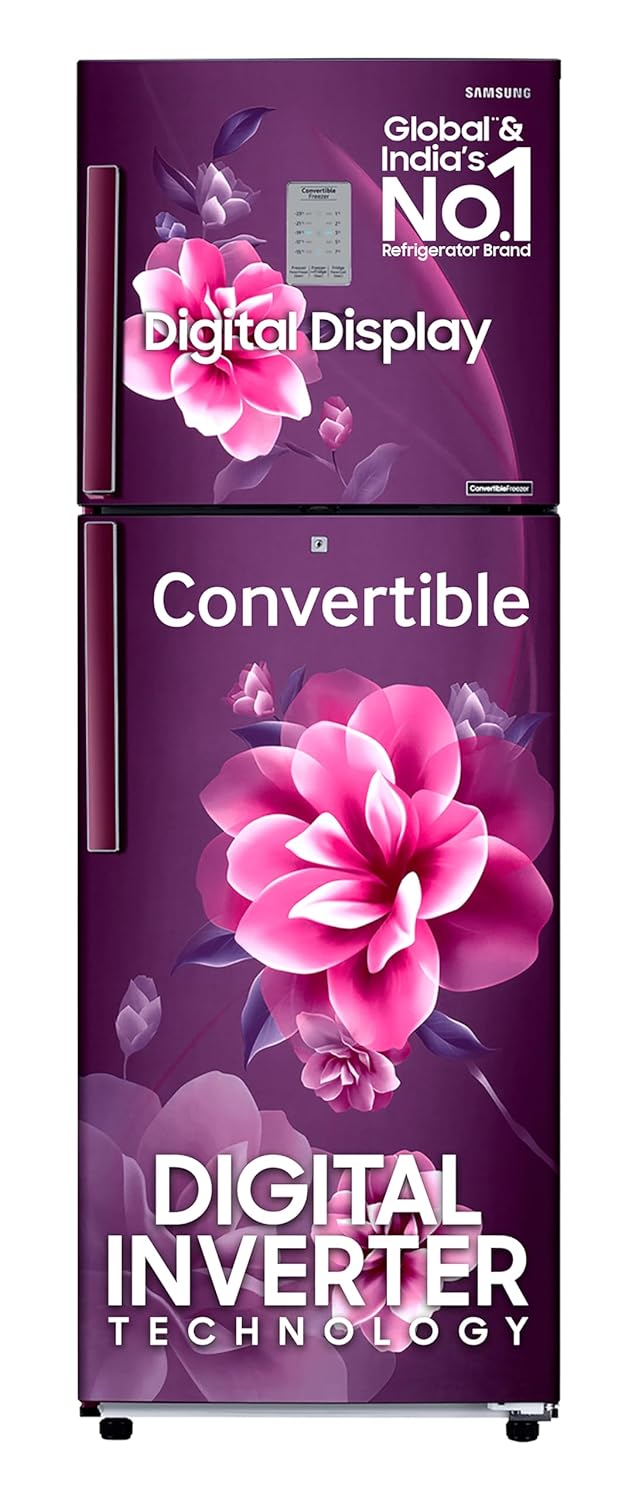 Samsung 236 L, 2 Star, Convertible, Digital Inverter with Display Samsung 236 L 3 Star Convertible Digital Inverter Frost-Free Double Door Refrigerator (Black Matt