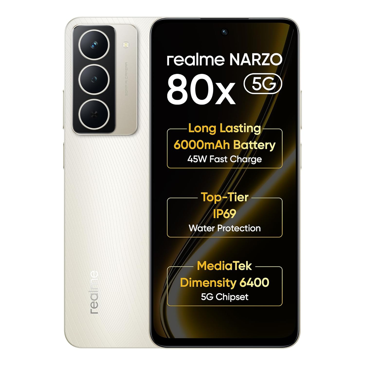 realme NARZO 80x 5G (Sunlit Gold,6GB+128GB) | Dimensity 6400 5G realme NARZO N61