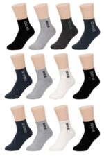 SJeware 12 Pairs Solid Cotton Ankle Length Socks