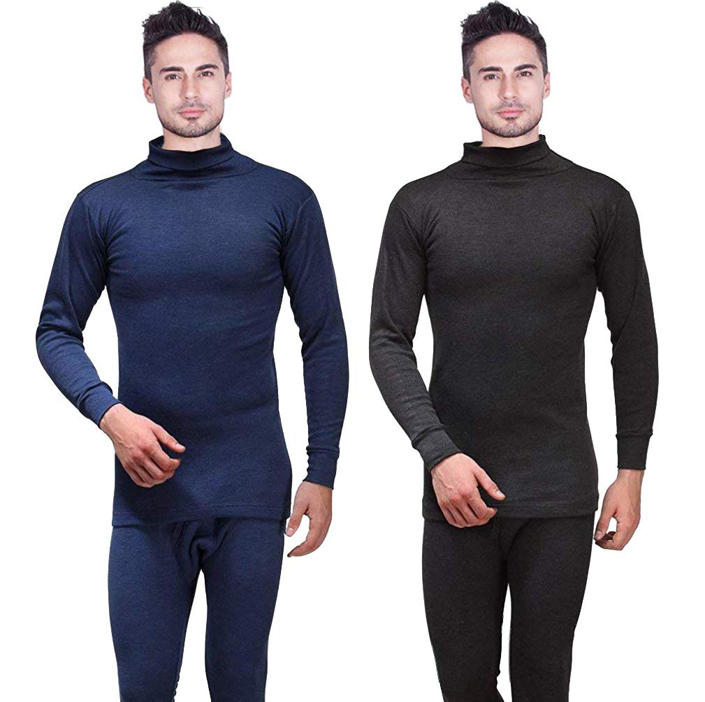 Lux Cottswool Men High Neck Full Sleeves Upper Thermal - Lux Cottswool Men’s Cotton Thermal Set