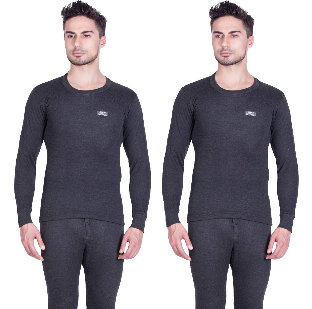 Lux Cottswool Men's Black Round Neck Full Sleeves Premium Thermal Lux Cottswool Men’s Cotton Thermal Set