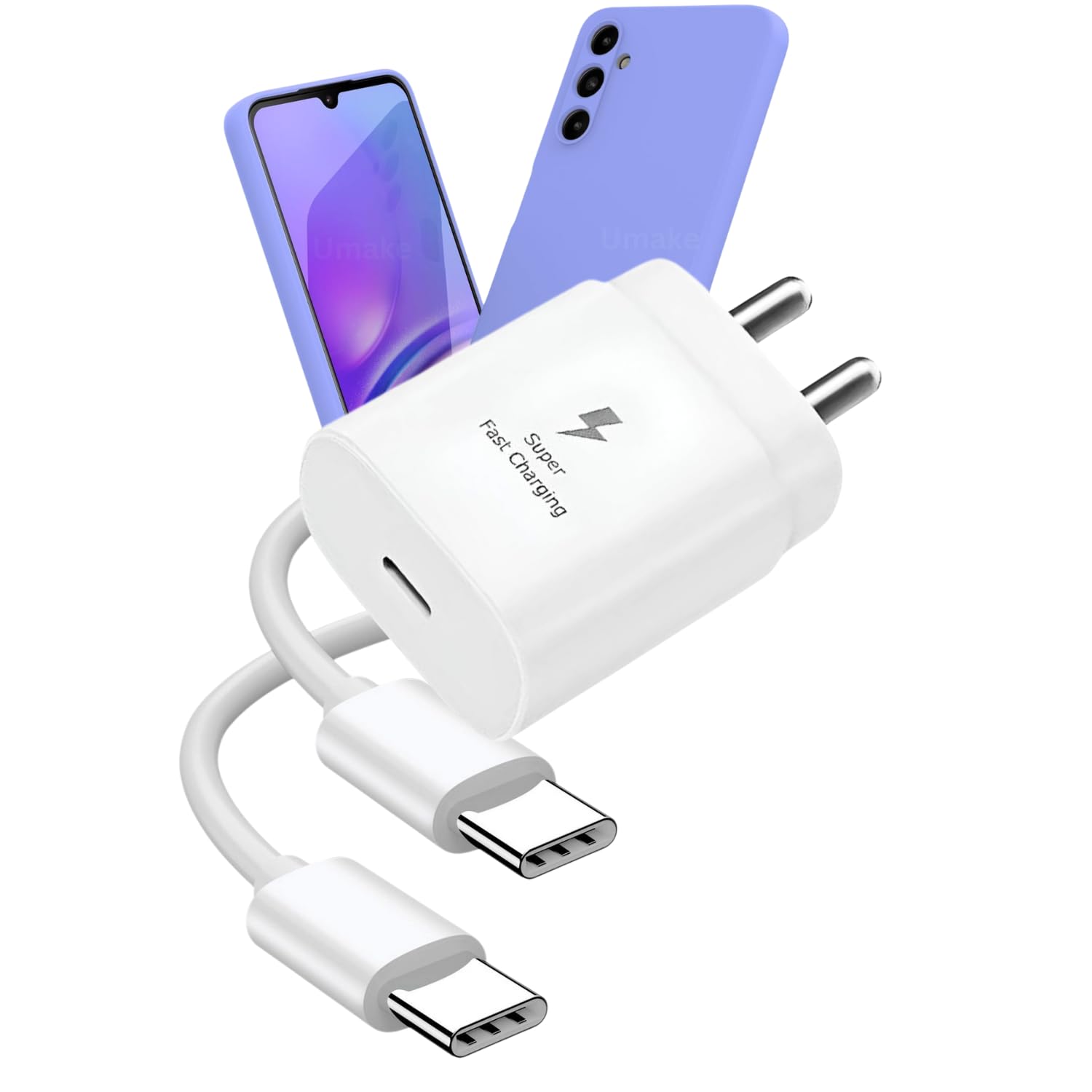 25W Super Fast Charger Adapter with Type-C Cable | Compatible Samsung Galaxy M05