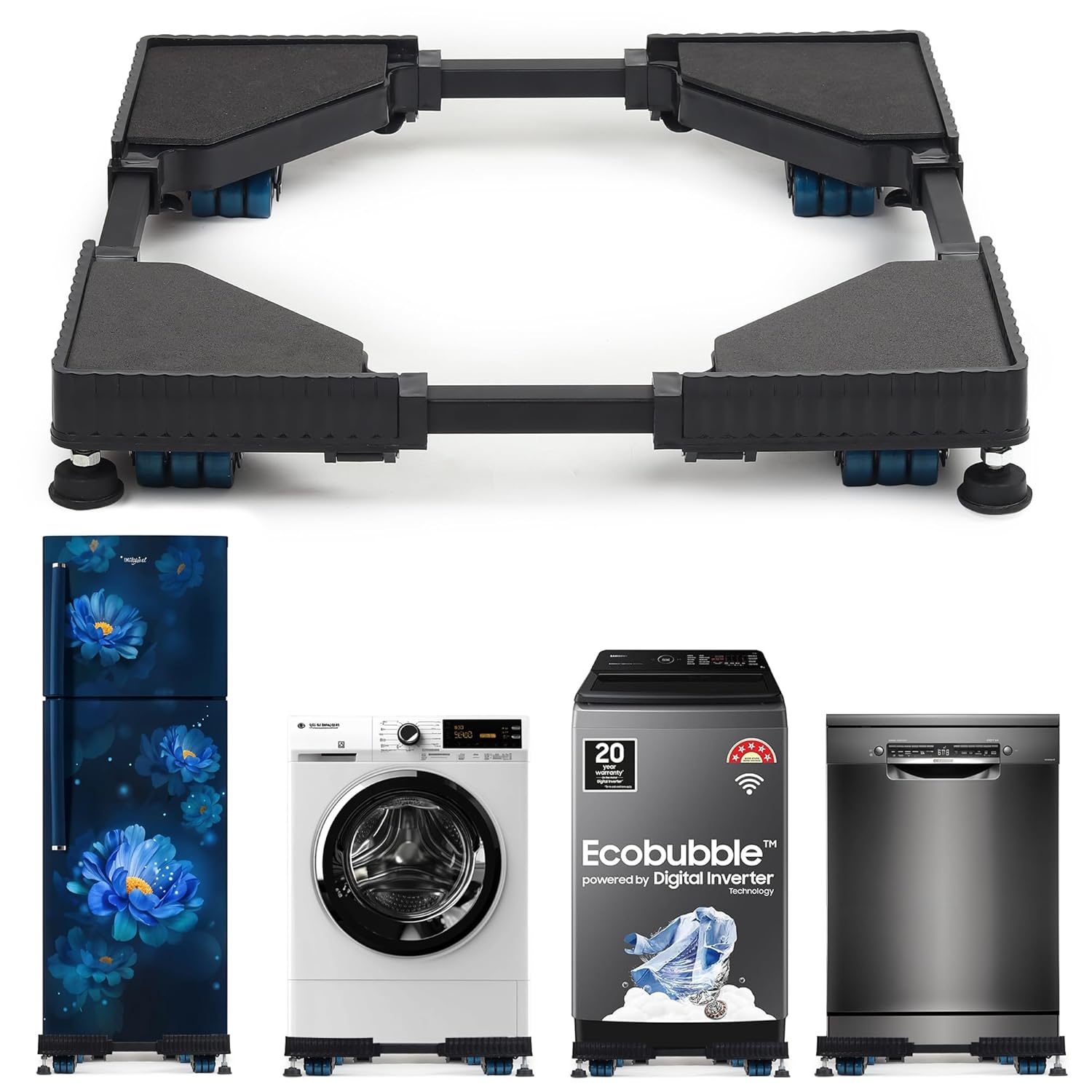 ARROWKEY Premium Heavy Duty Adjustable 24 Wheel Stand/Trolley/Suitable for Front Bosch 7 Kg 5 Star Fully-Automatic Front Load Washing Machine