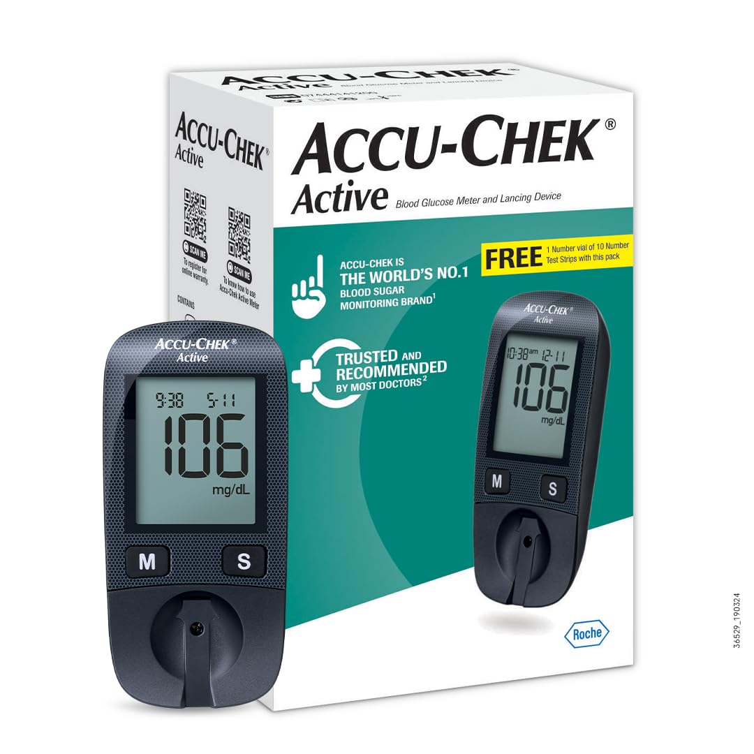 Accu-Chek Active Blood Glucose Glucometer Kit With Vial Of 10 Redmi A4 5G