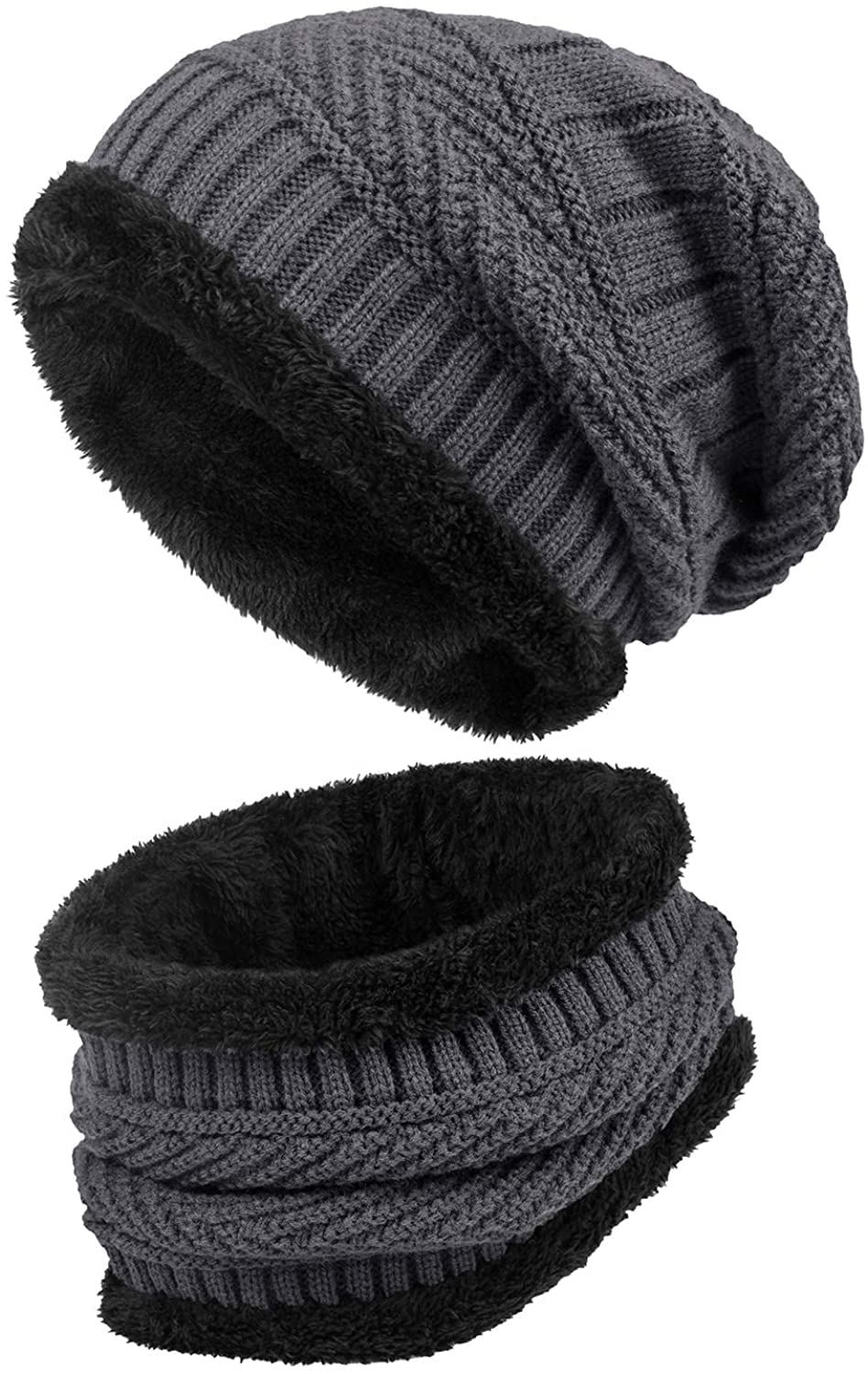 Adorazone Thick Fleece Lined Woolen Cap with Neck Muffler/Neck Warmer Boldfit Winter Cap Set