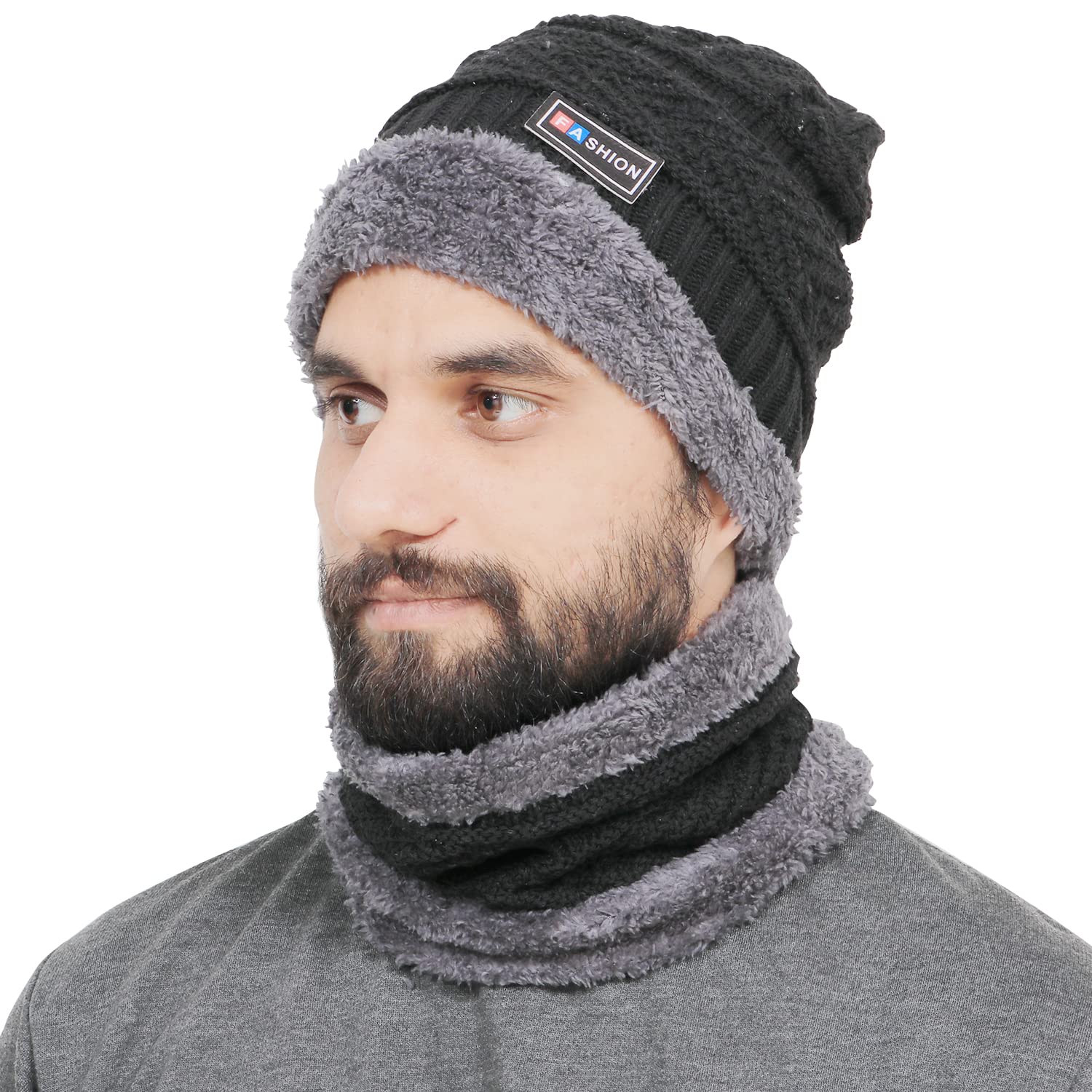Allextreme Winter Beanie Cap Scarf Set Soft & Comfortable Thick Boldfit Winter Cap Set