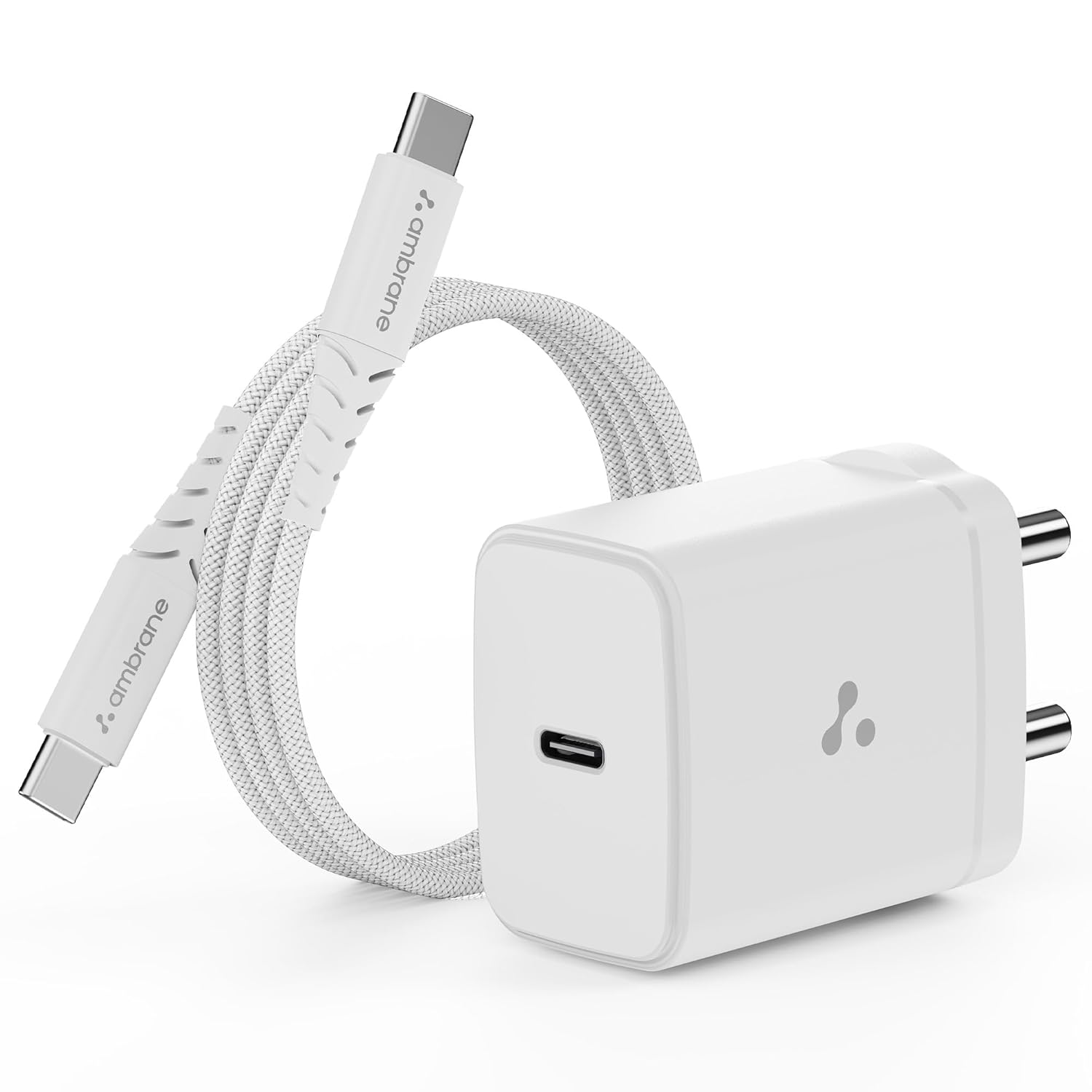 Ambrane 25W Mobile Charger Adapter with Charging Cable | Fast Apple 20W USB-C Power Adapter