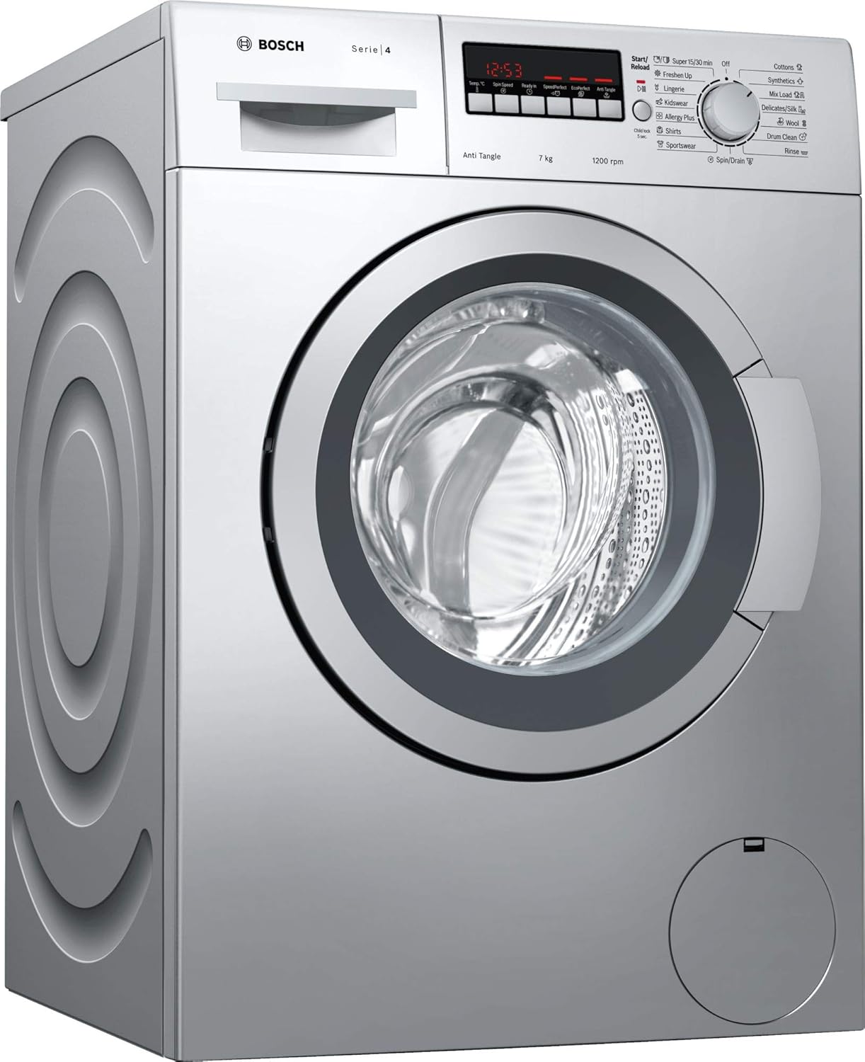 Bosch 7 kg Fully-Automatic Front Loading Washing Machine (WAK2426SIN, Silver, IFB 7 Kg 5 Star AI Powered Front Load Washing Machine