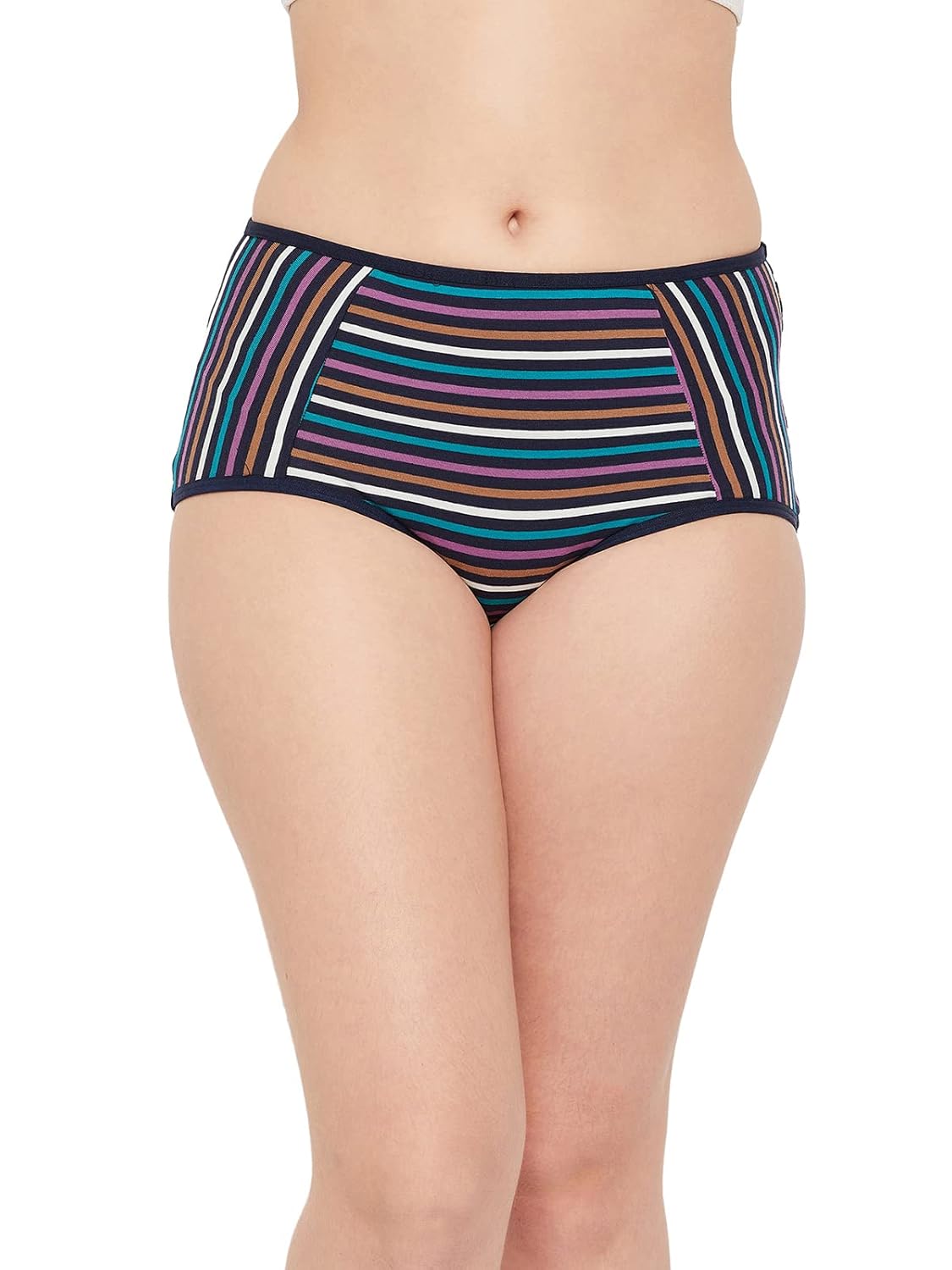 Clovia Women's Cotton High Waist Striped Hipster Panty Jockey Women Cotton Hipster Brief (Pack of 3)