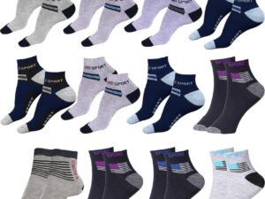 SJeware 12 Pairs Solid Cotton Ankle Length Socks
