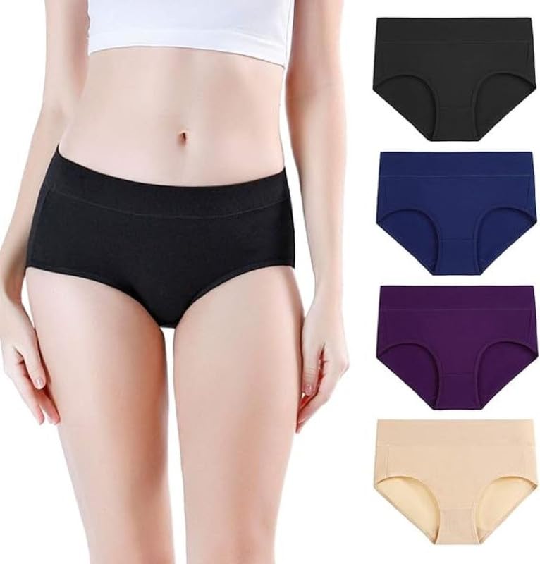 DIVING DEEP Breathable Cotton Briefs, Mid Waist Ladies Underpants, Full Jockey Women Cotton Hipster Brief (Pack of 3)