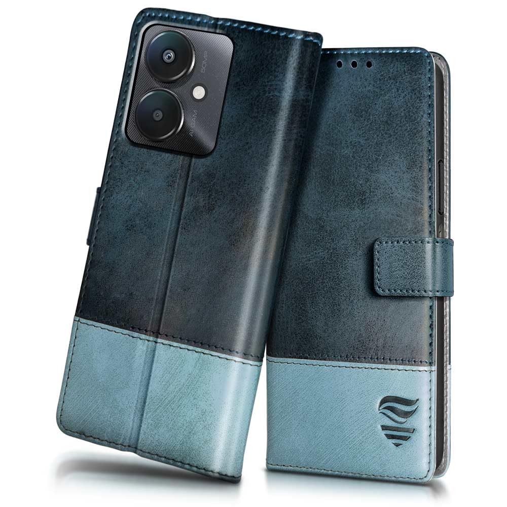 FLIPPED Vegan Leather Flip Case Back Cover for Xiaomi Mi Redmi 13C 5G