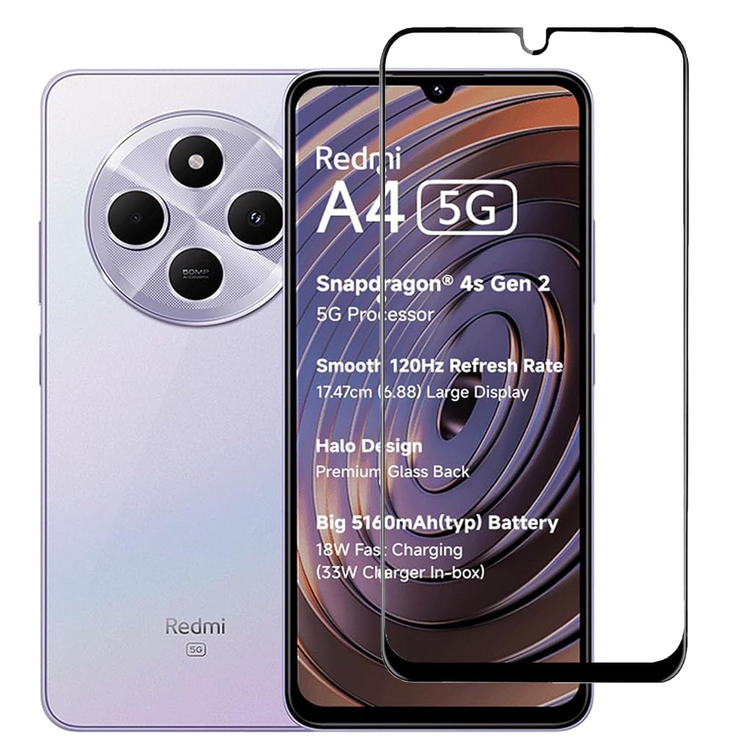 FabeKee Tempered Glass Screen Protector Compatible For Redmi A4, Redmi Redmi A4 5G