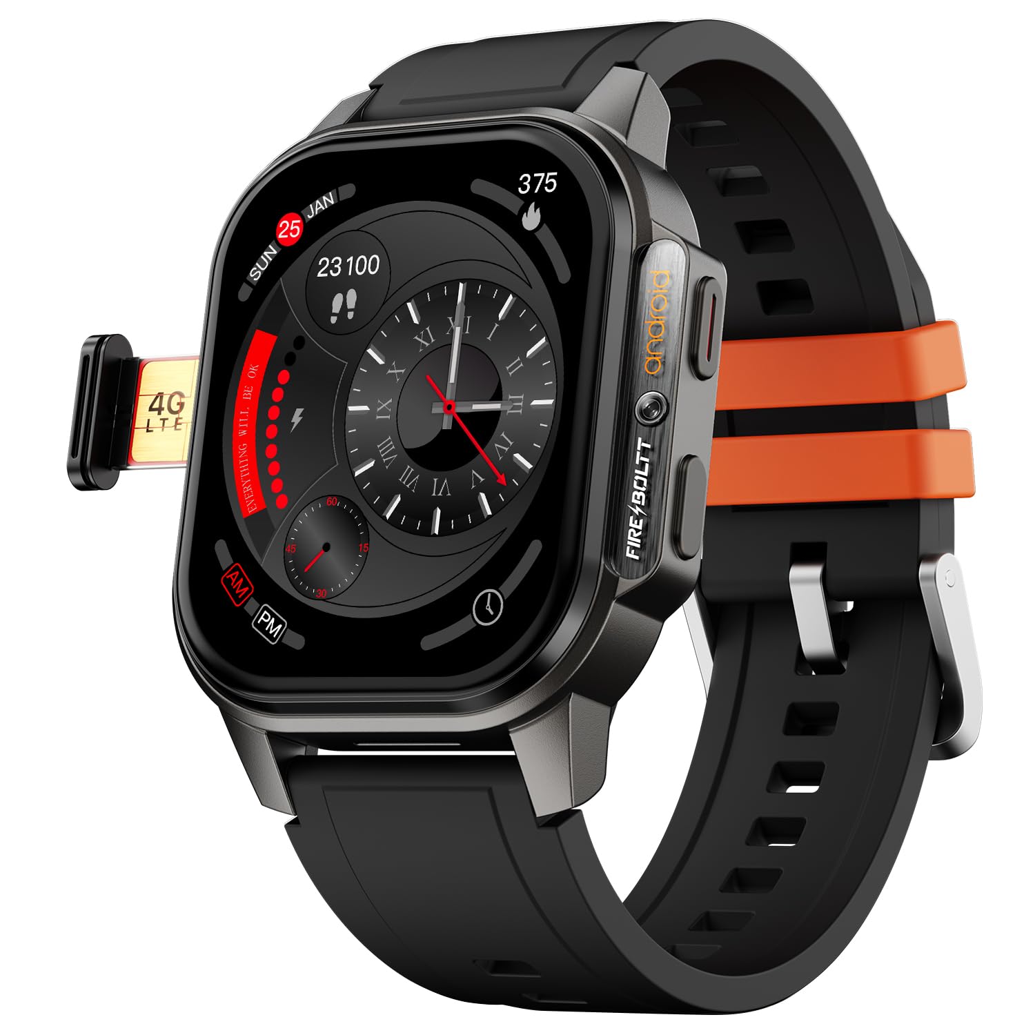 Fire-Boltt Snapp Smart Watch, Selfie Camera, 4G Nano-SIM Slot, 54.1mm 16GB