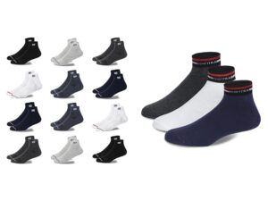 SJeware 12 Pairs Solid Cotton Ankle Length Socks
