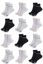 SJeware 12 Pairs Solid Cotton Ankle Length Socks