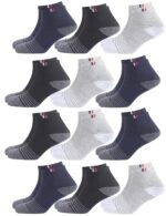 SJeware 12 Pairs Solid Cotton Ankle Length Socks