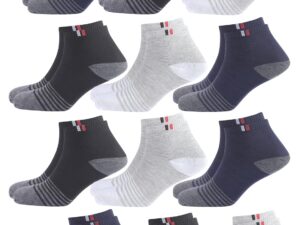 SJeware 12 Pairs Solid Cotton Ankle Length Socks
