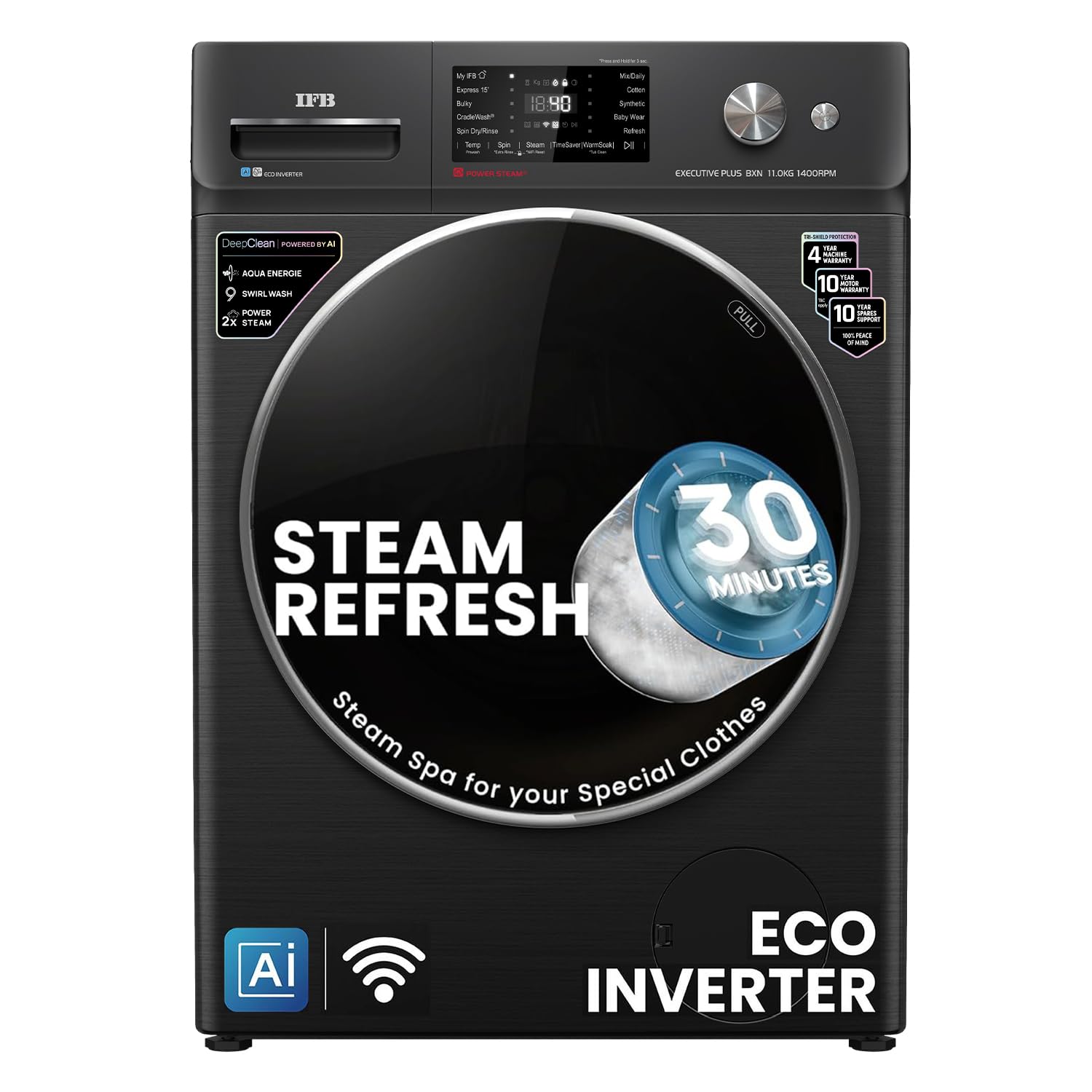 IFB 11 Kg 5 Star, DeepClean®, AI Powered, WiFi, Fully LG 9 Kg 5 Star AI Direct Drive Steam Wi-Fi Front Load Washing Machine