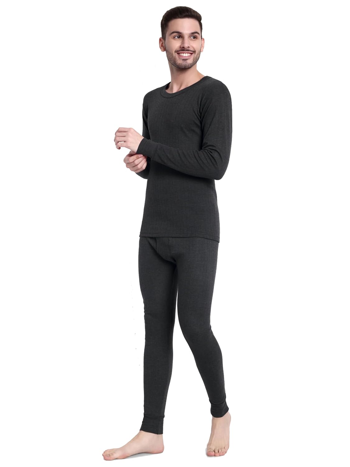 Inner Element Men's Thermal Set of Round Neck Top + Lux Cottswool Men’s Cotton Thermal Set