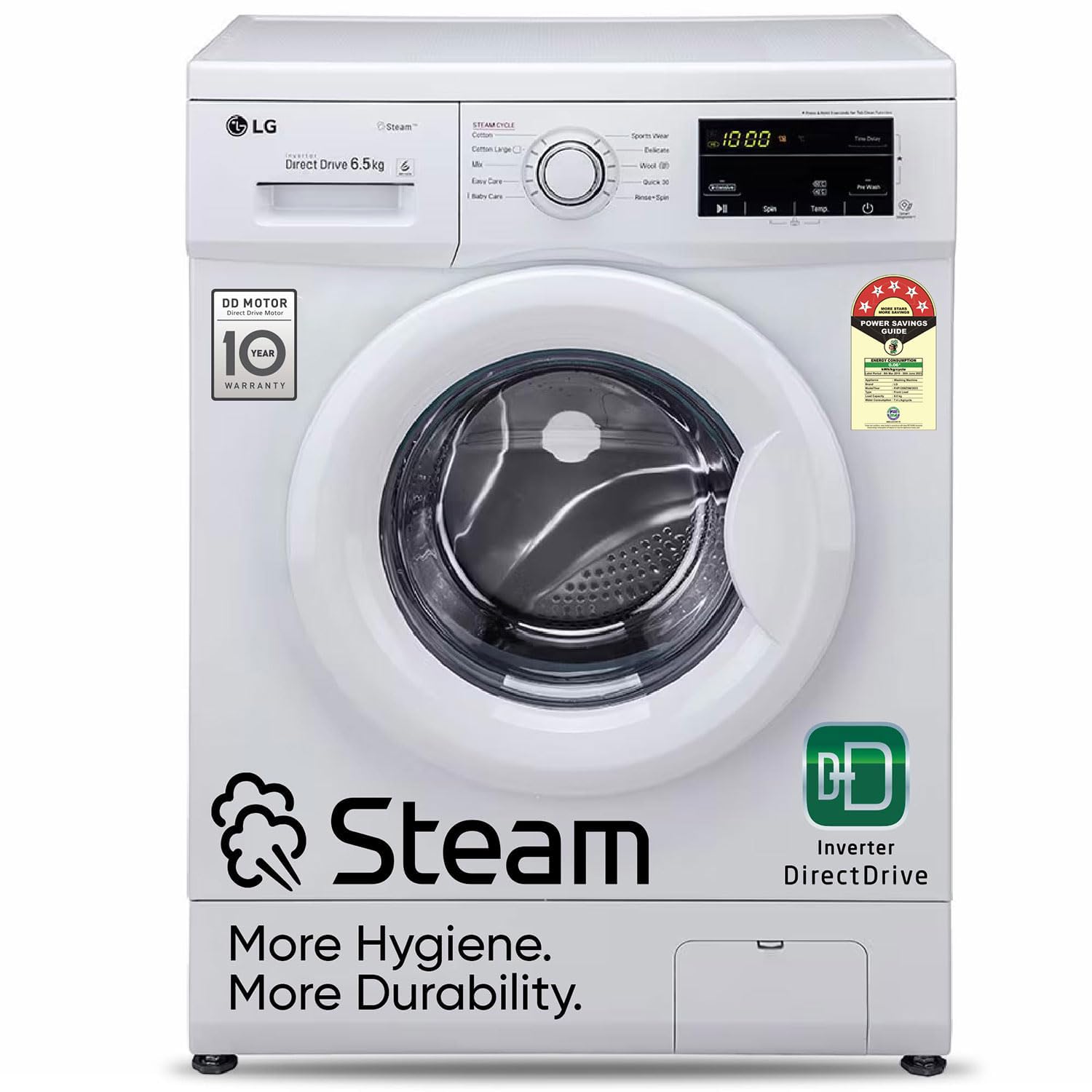 LG 6.5 Kg, 5 Star, Direct Drive Technology, Steam Wash, Smart Diagnosis)