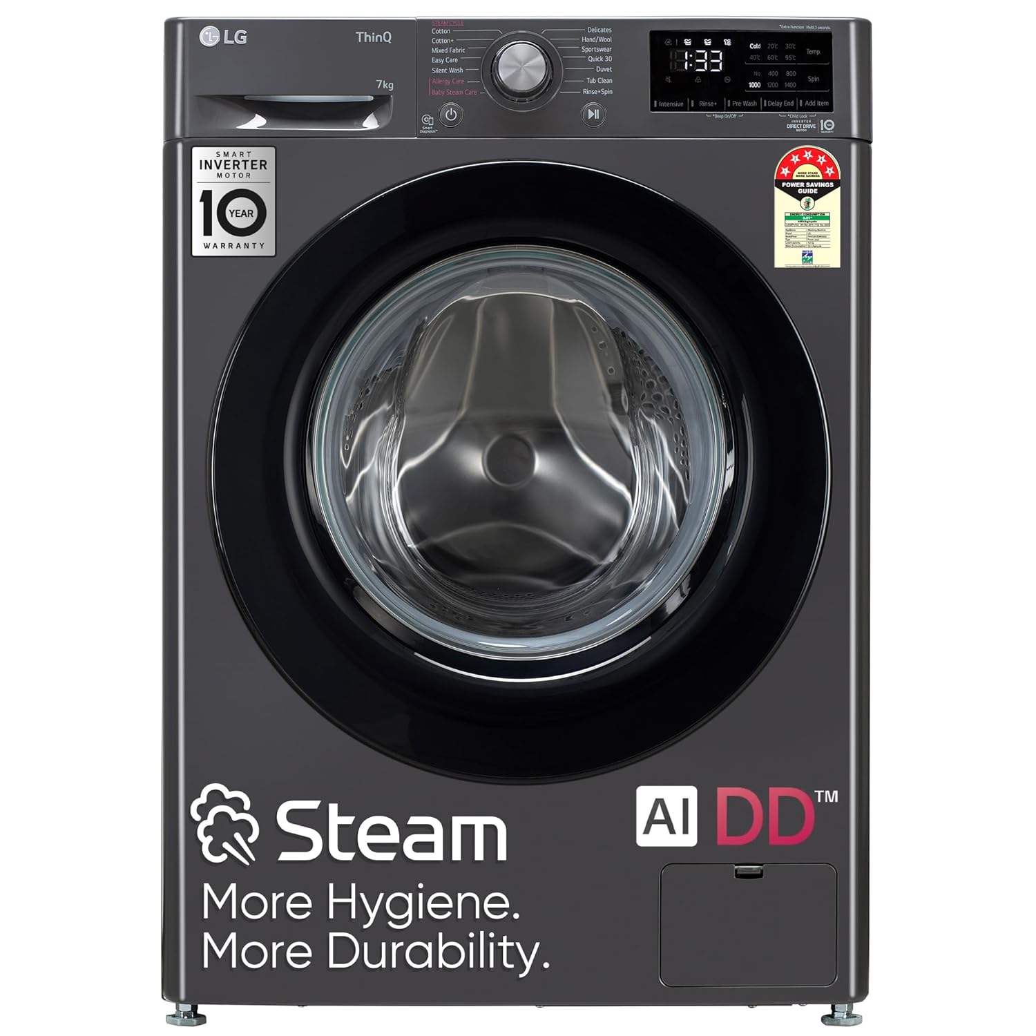 LG 7 Kg 5 Star AI Direct Drive Fully-Automatic Front LG 7 Kg 5 Star Direct Drive Steam Wash 6 Motion DD Wi-Fi Front Load Washing Machine