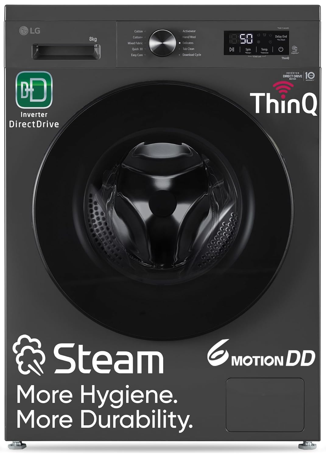 LG 8 Kg, 5 Star, Wi-Fi, Direct Drive Technology, Steam LG 7 Kg 5 Star Direct Drive Steam Wash 6 Motion DD Wi-Fi Front Load Washing Machine