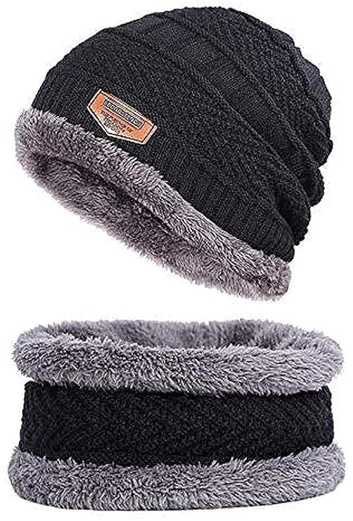 LIMESHOT Cap Neckwarmer Winter Combo for Men Women Skull Slouchy Boldfit Winter Cap Set