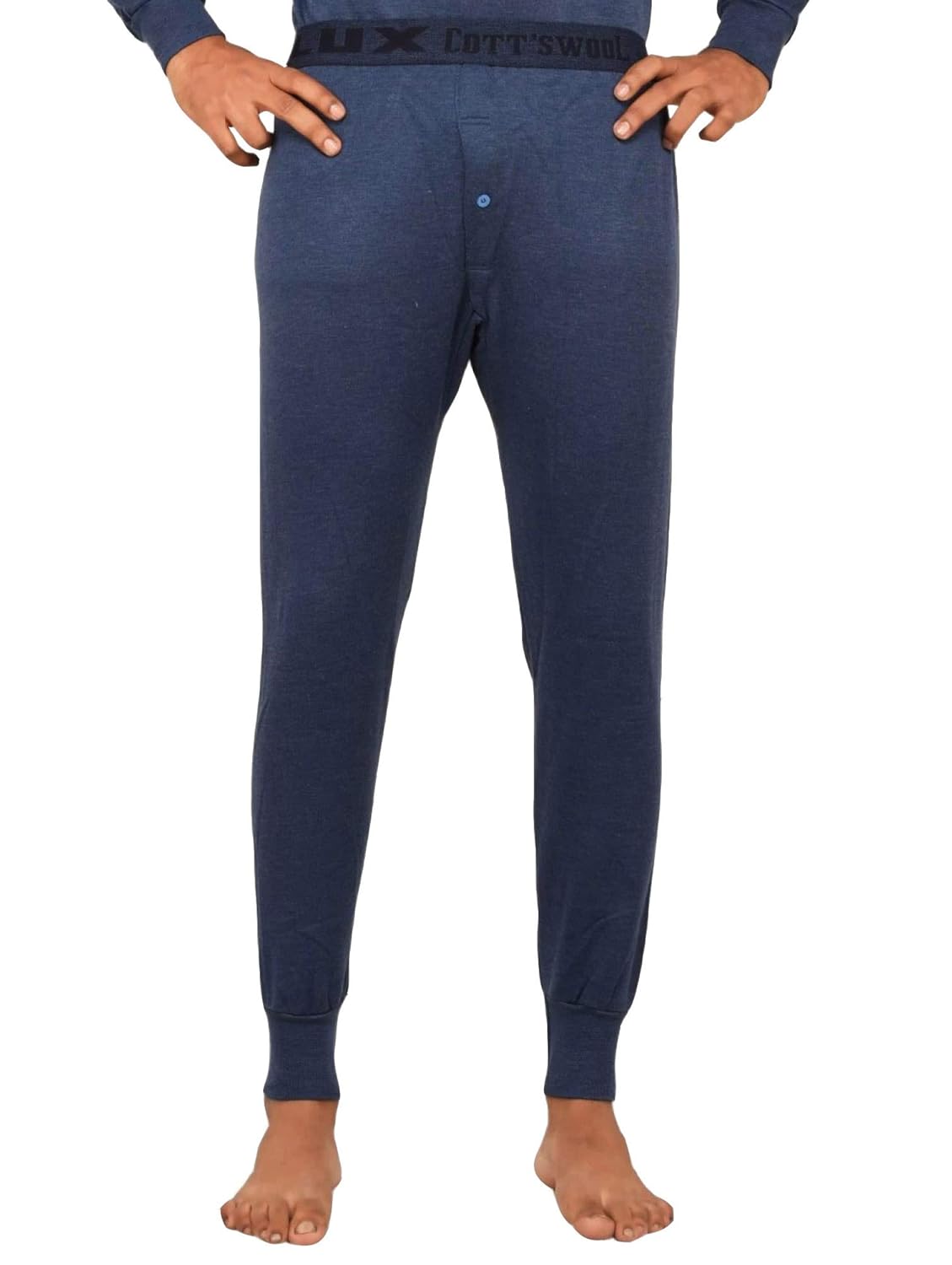 Lux Cottswool Men's Blue Premium Lower/Trouser Thermal - Pack of Lux Cottswool Men’s Cotton Thermal Set