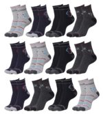 SJeware 12 Pairs Solid Cotton Ankle Length Socks