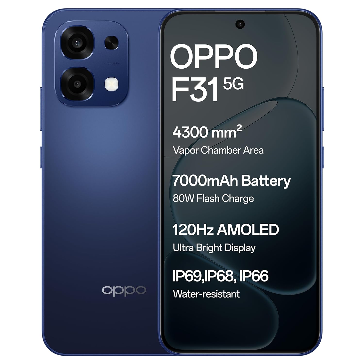 Oppo F31 5G (Midnight Blue, 8GB RAM, 256GB Storage) 256GB) — Midnight