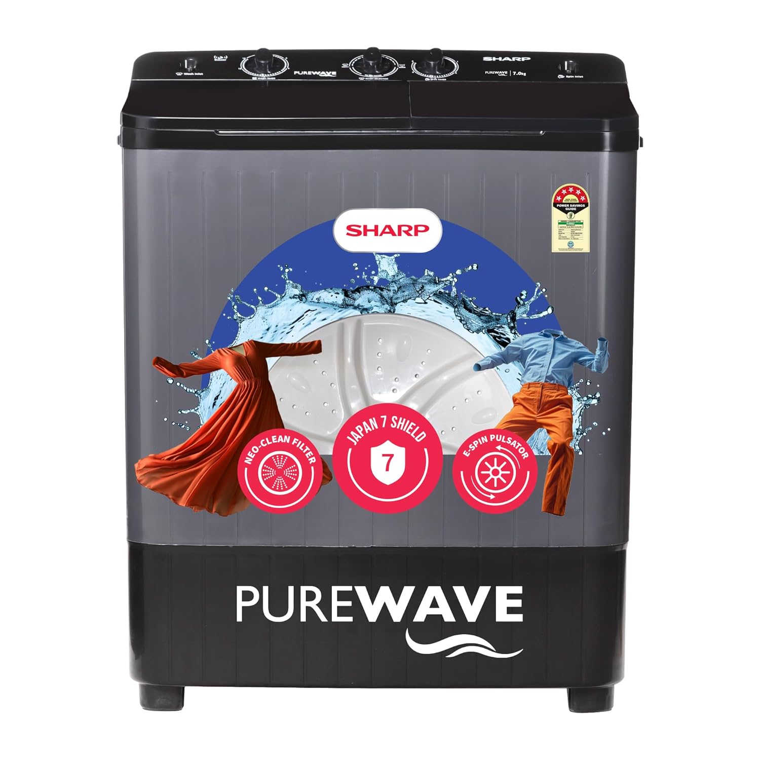 SHARP 7 kg, 5 Star Semi Automatic Top Loading Washing LG 7 Kg 5 Star Wind Jet Dry Semi-Automatic Top Load Washing Machine