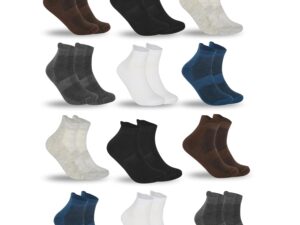 SJeware 12 Pairs Solid Cotton Ankle Length Socks