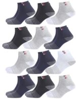 SJeware 12 Pairs Solid Cotton Ankle Length Socks