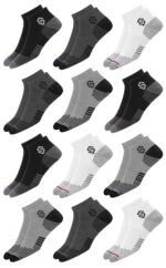 SJeware 12 Pairs Solid Cotton Ankle Length Socks