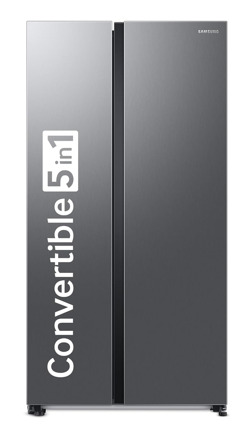 Samsung 653 L, 2 Star, Frost Free, Double Door, Convertible Samsung 465 L 2 Star Frost-Free Double Door Smart Wi-Fi Refrigerator (Black Matt)