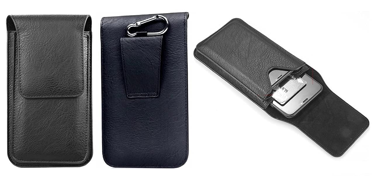 SkyTree Genuine Leather Double Mobile Pouch Belt Clip Cases Bag Samsung Galaxy M05