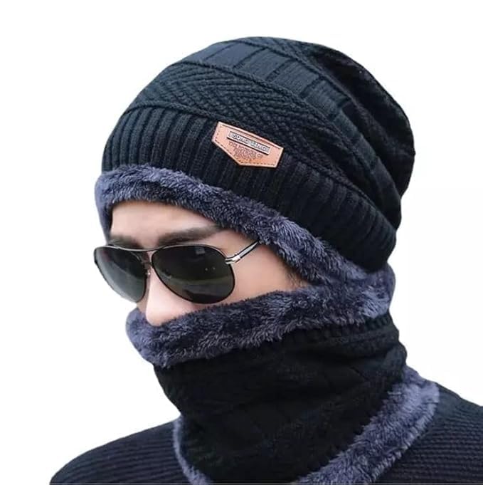 TheBought Wool Beanie Cap & Muffler for Mens & Women Boldfit Winter Cap Set