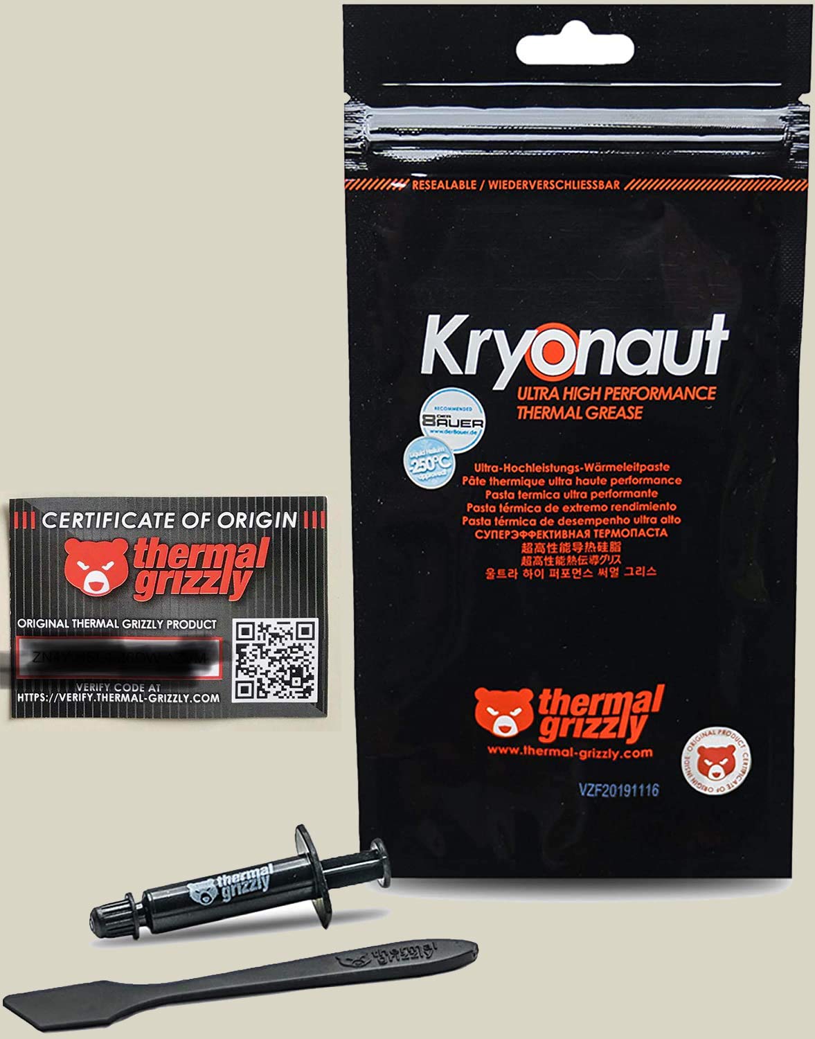 Thermal Grizzly Kryonaut - 1.0 Gram with authentication Code High Ambient Cooling)