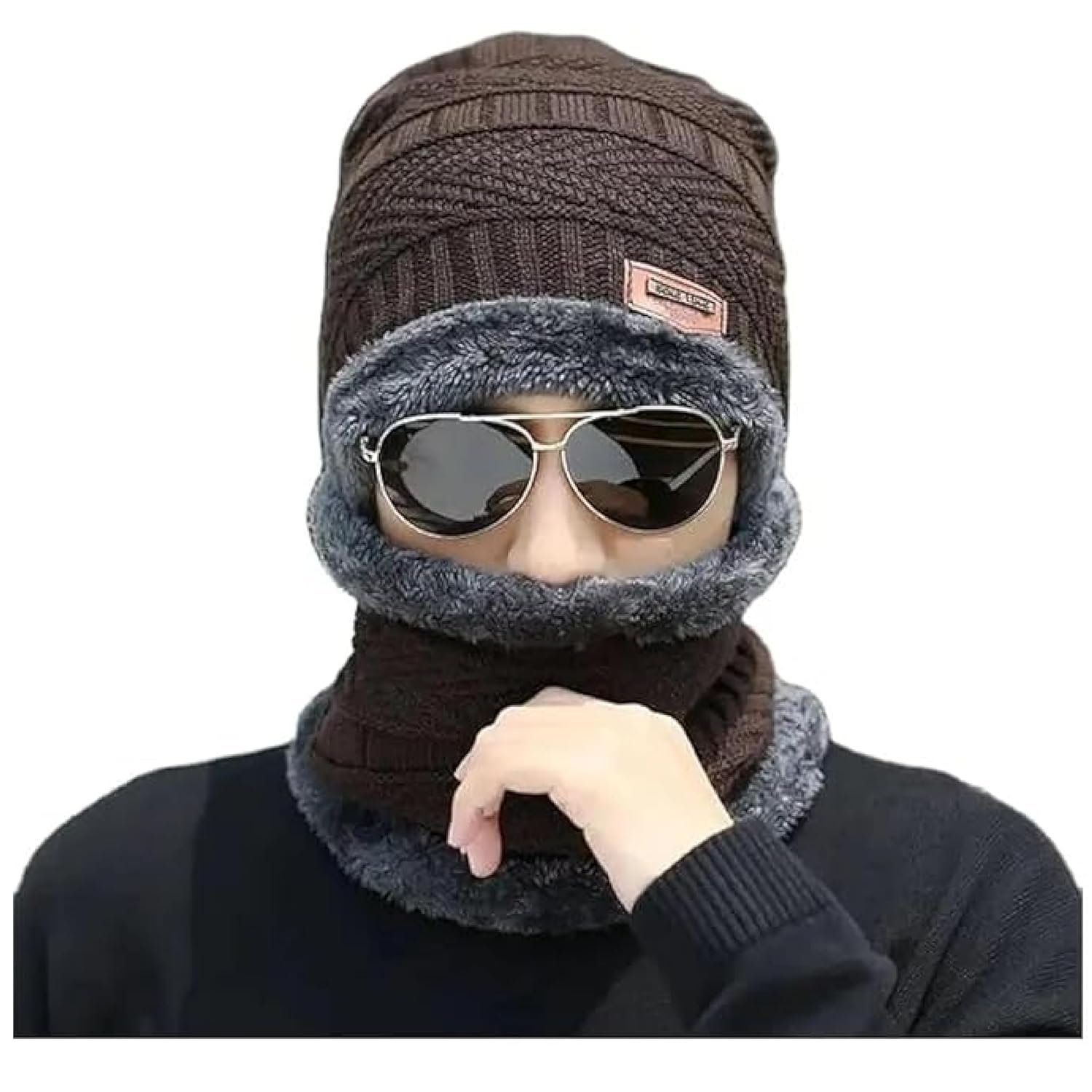 URBAN THREADS Men's Woolen Cap & Muffler for Men & Boldfit Winter Cap Set