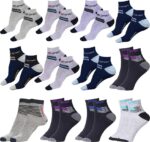 SJeware 12 Pairs Solid Cotton Ankle Length Socks