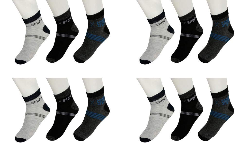 VT VIRTUE TRADERS Men's Cotton Striped Ankle Length Sports Socks SJeware 12 Pairs Solid Cotton Ankle Length Socks