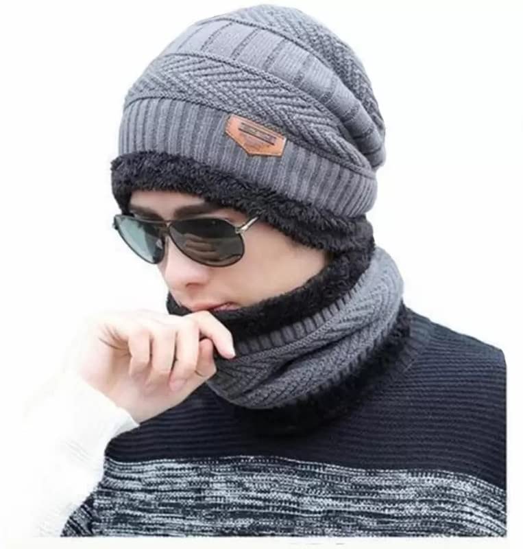 Vikans Fashion Winter Knit Neck Warmer Scarf and Set Skull Boldfit Winter Cap Set