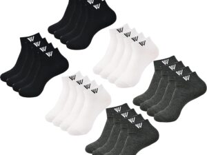 SJeware 12 Pairs Solid Cotton Ankle Length Socks