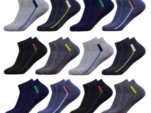 SJeware 12 Pairs Solid Cotton Ankle Length Socks