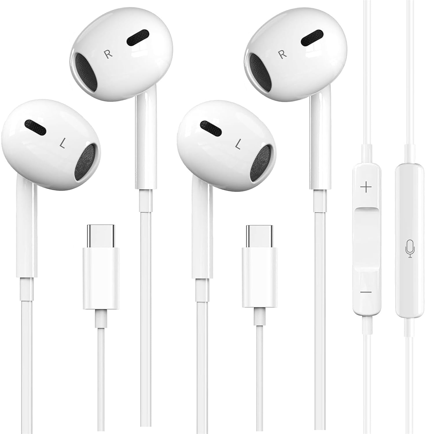 2 Pack USB C Headphones for iPhone 15, Wired in-Ear Apple EarPods (USB-C)