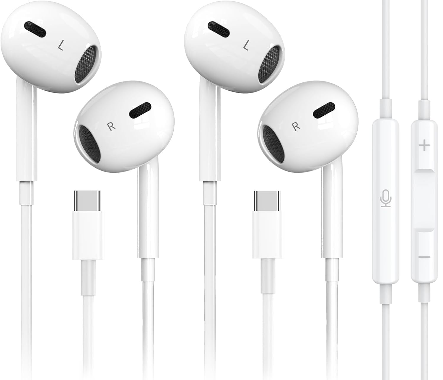 2 Pack-USB C Headphones for iPhone 17/16/15 Type C Earbuds Apple EarPods (USB-C)